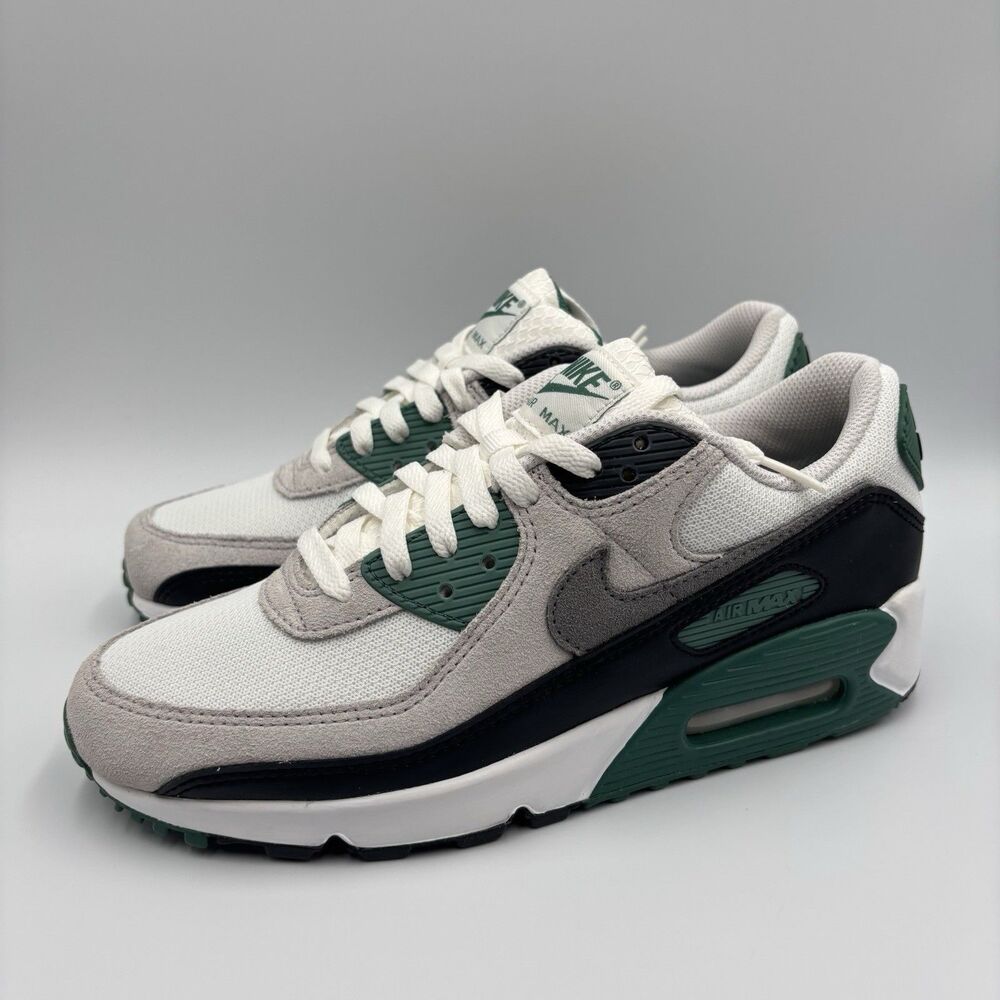 Mens Size 8 Nike Air Max 90 Shoes White Evergreen Smoke Gray Sneakers DM0029-116